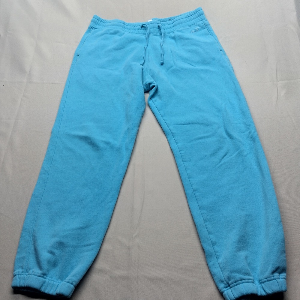 Hollister California Womens Large Turquoise Blue Fleece Jogger Sweatpants L